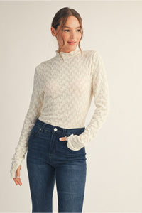 Ivory Lace Long Sleeve Top | Irene Jodifl