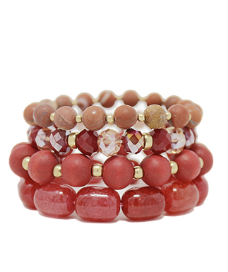 Red Beaded Holiday Bracelet | Boutique Elise Golden Stella
