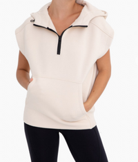 Off-White and Black Half-Zip Active Vest | Boutique Elise | Angela Mono b