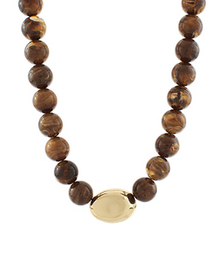 Bold Beaded Necklace with Gold Accent Golden Stella