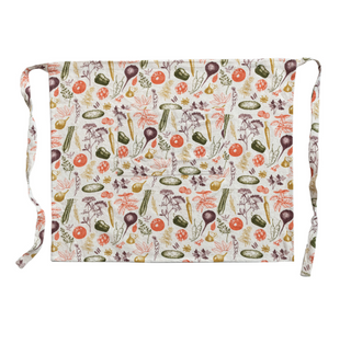 Cotton and Linen Apron with Vegetable Pattern Creative Co-Op
