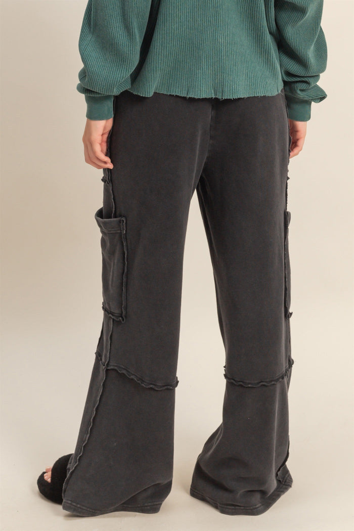 Black Mineral Wash Wide Leg Sweatpants | Emmy Hyfve