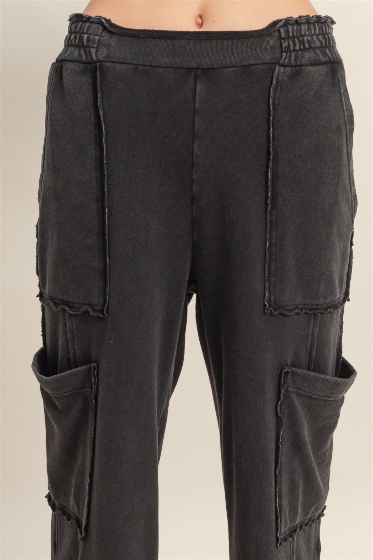 Black Mineral Wash Wide Leg Sweatpants | Emmy Hyfve