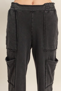 Black Mineral Wash Wide Leg Sweatpants | Emmy Hyfve