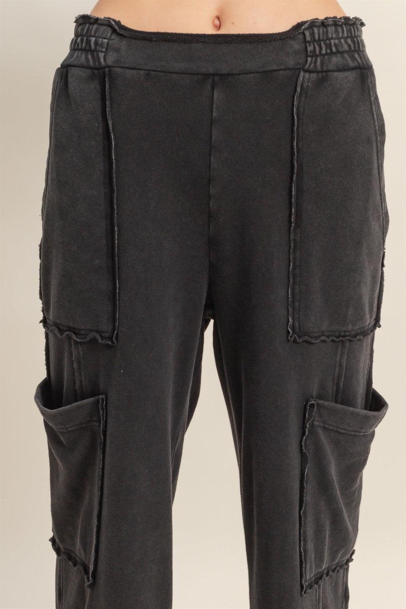Black Mineral Wash Wide Leg Sweatpants | Emmy Hyfve
