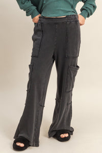 Black Mineral Wash Wide Leg Sweatpants | Emmy Hyfve