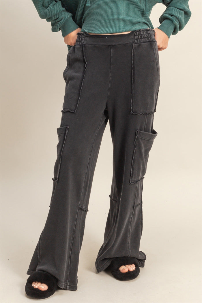 Black Mineral Wash Wide Leg Sweatpants | Emmy Hyfve