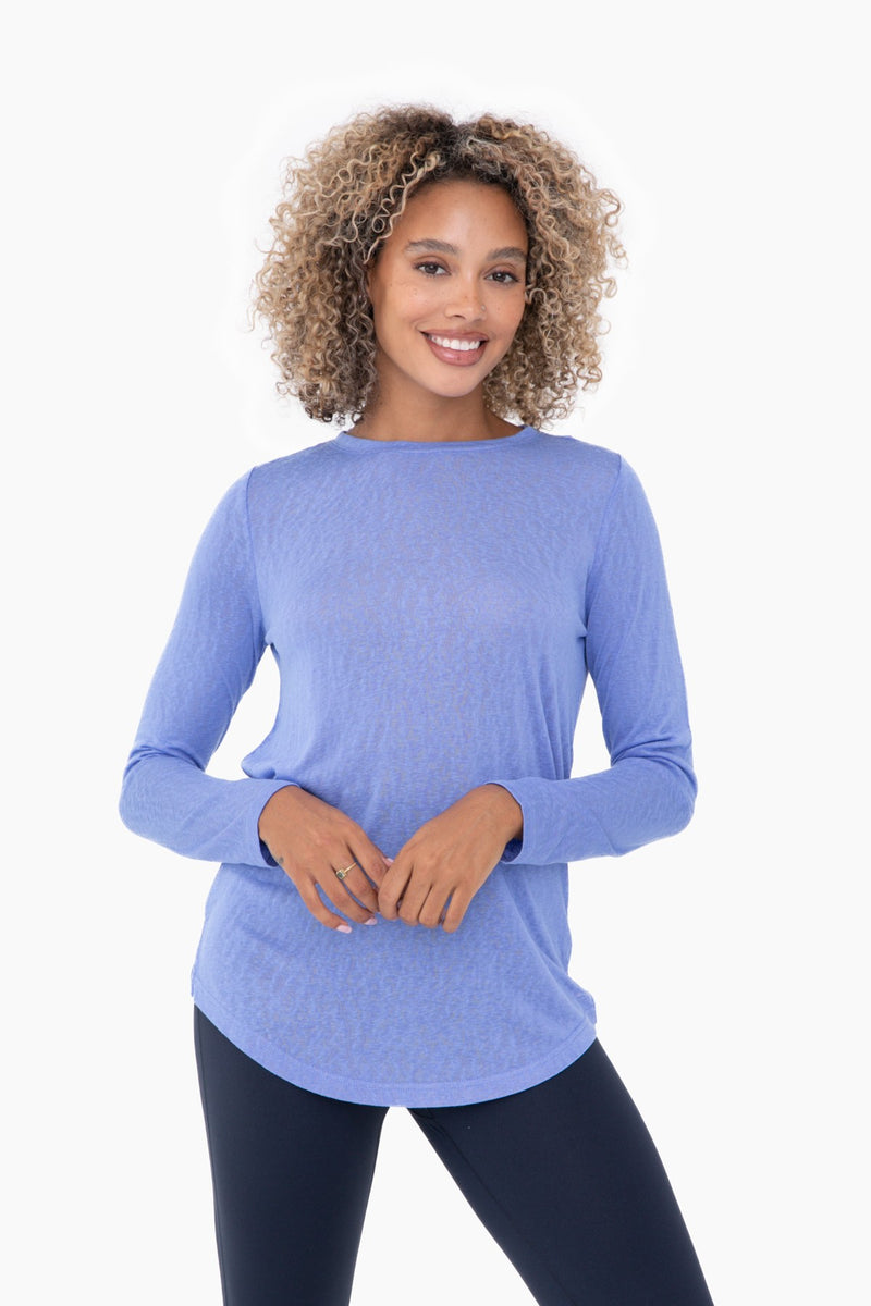 Periwinkle Blue Long Sleeve Activewear Top | Boutique Elise | Lana Mono b