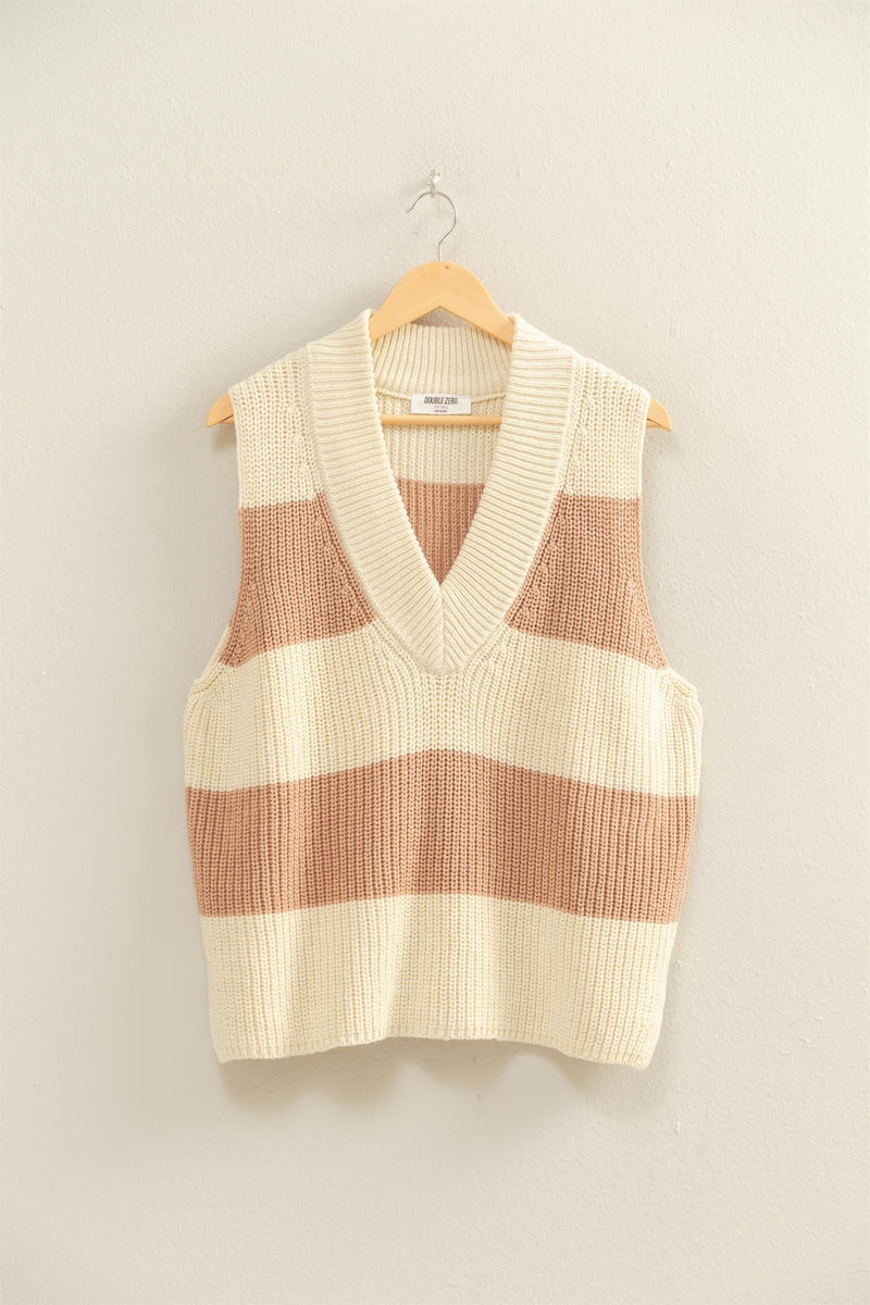 Oatmeal and Taupe Stripe Vest | Marty Hyfve
