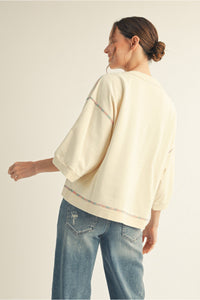 Cream and Bright Stitch Detail Cardigan | Allison Jodifl