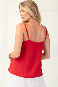 Red with Lace Detail Spaghetti Strap Camisole | Gabby