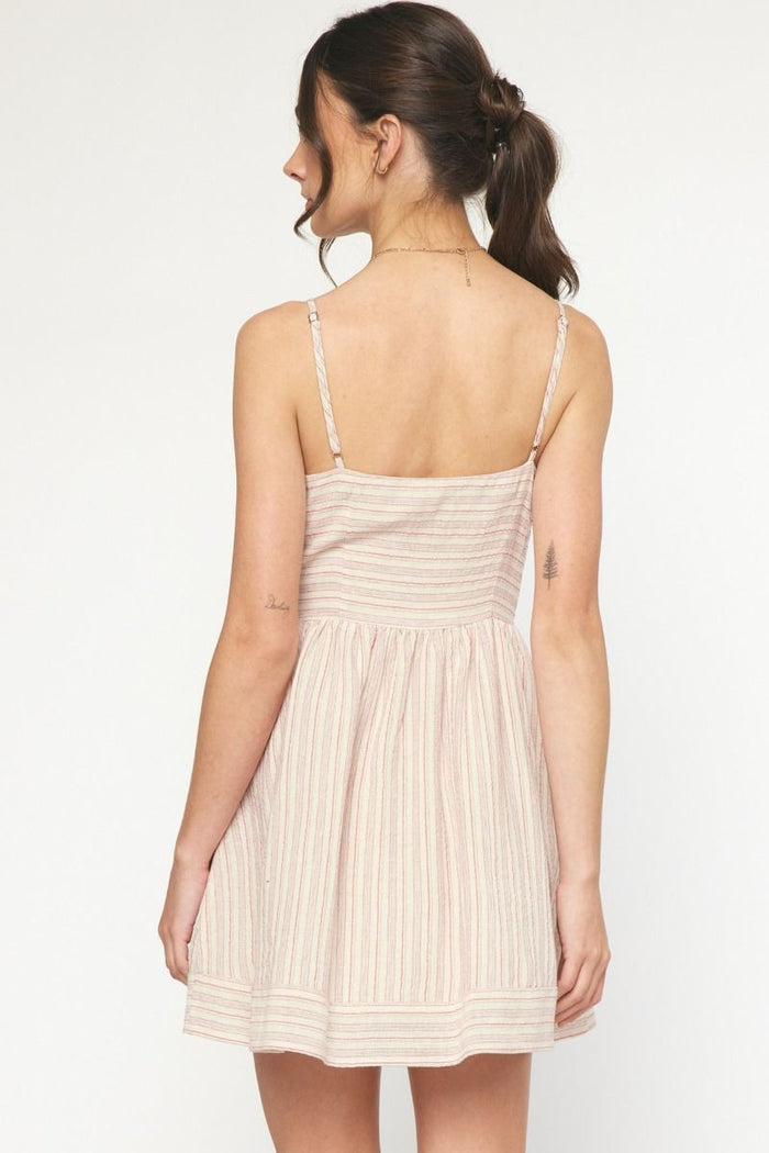 Oatmeal and Red Stripe Spaghetti Strap Dress | Boutique Elise | Raya Entro