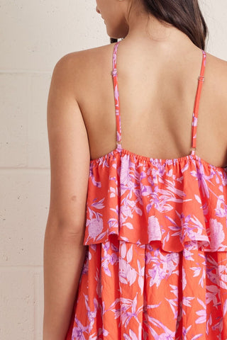 Floral Print Tiered Halter Maxi Dress | Avery Entro