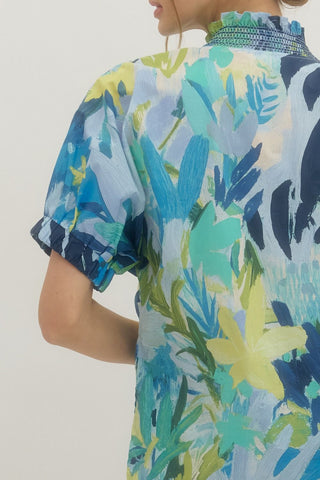 Periwinkle Blue Floral Short Sleeve Top | Lisa Entro