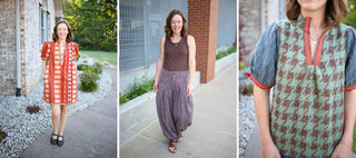 Fall outfits, fall dress, pants, tweed and denim top