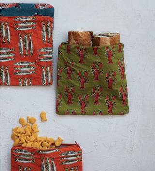Cotton Zipper Printed Food Pouch Creative Co-Op