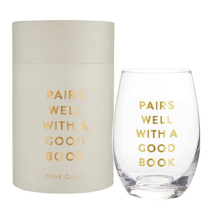 Good Book Stemless Wine Glass Santa Barbara Design Studio