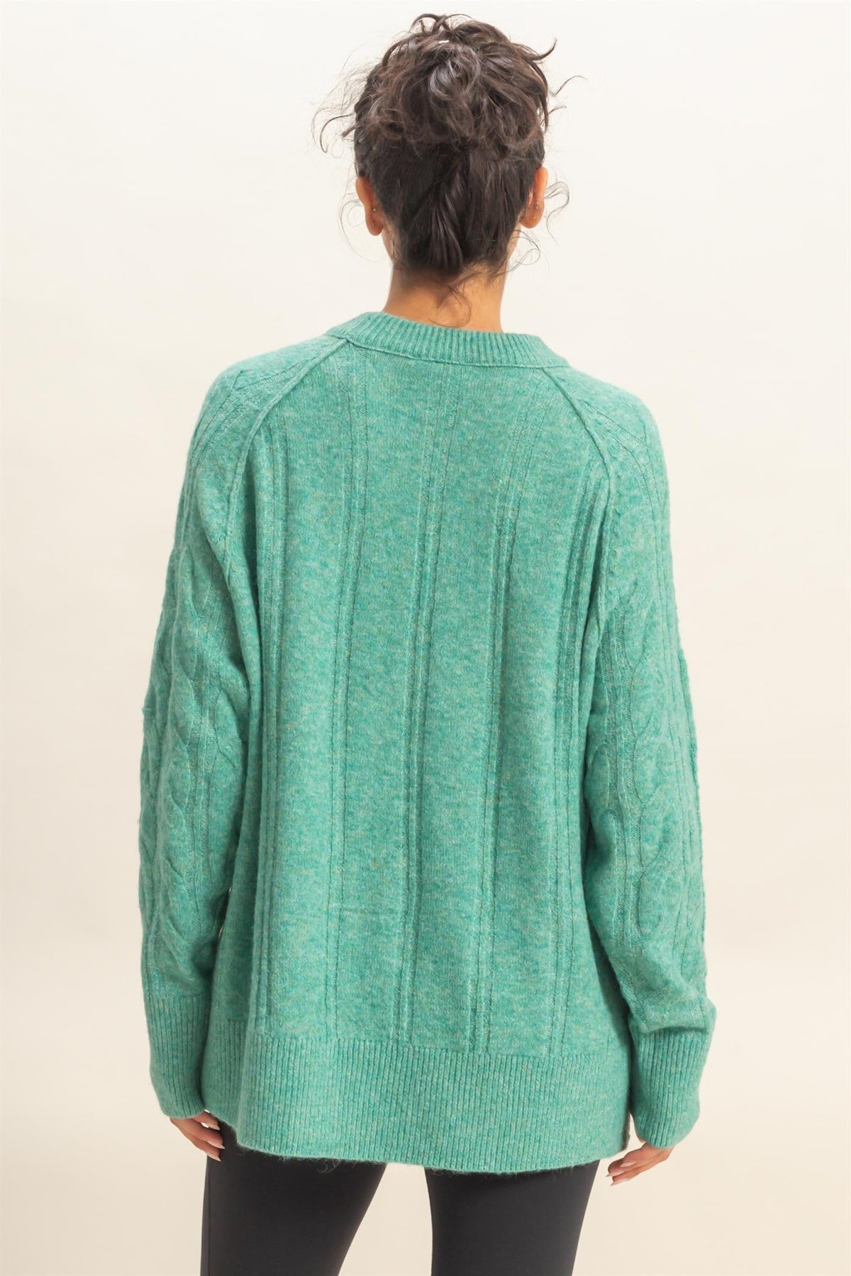 Green Knit Long Sleeve Sweater | Gabby Hyfve