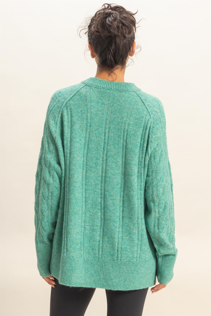 Green Knit Long Sleeve Sweater | Gabby Hyfve