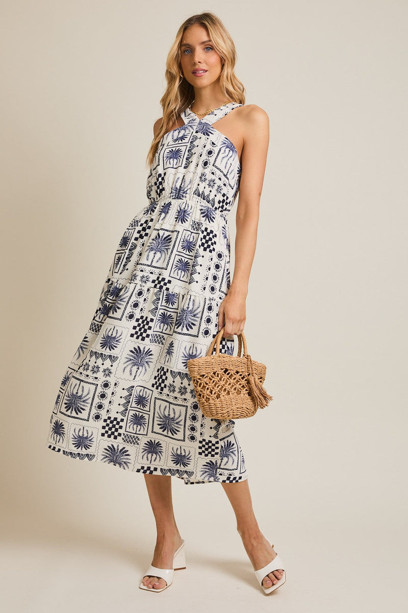 Halter Neckline Abstract Print Dress | Addy Gilli