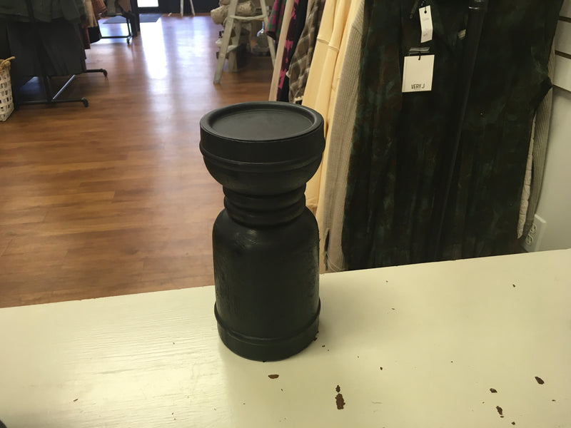 8” Black Wood Candle Holder