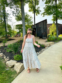 ivory floral print tiered ruffle maxi dress