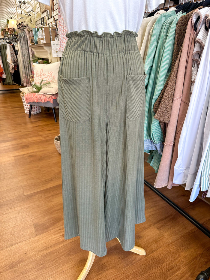 Womens Olive Wide Leg Crop Pant | Boutique Elise | Shannon Very J
