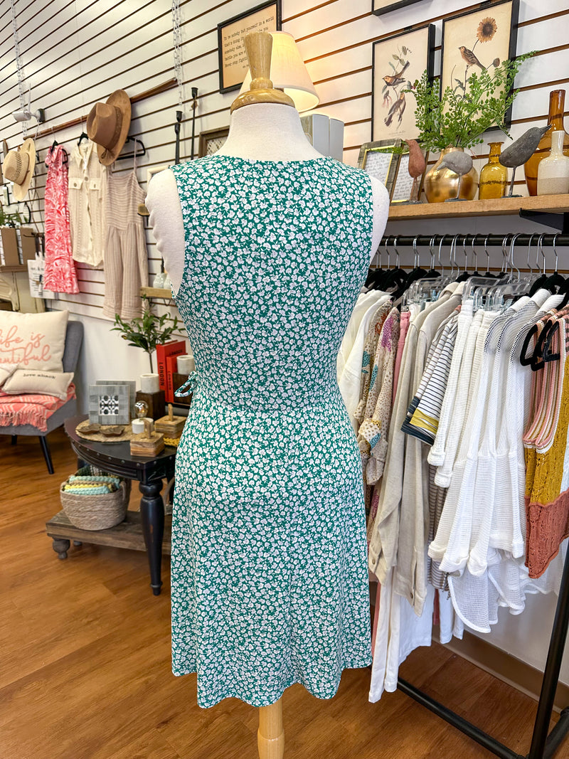 Sleeveless Faux Wrap Printed Dress | Boutique Elise | Jade Gilli