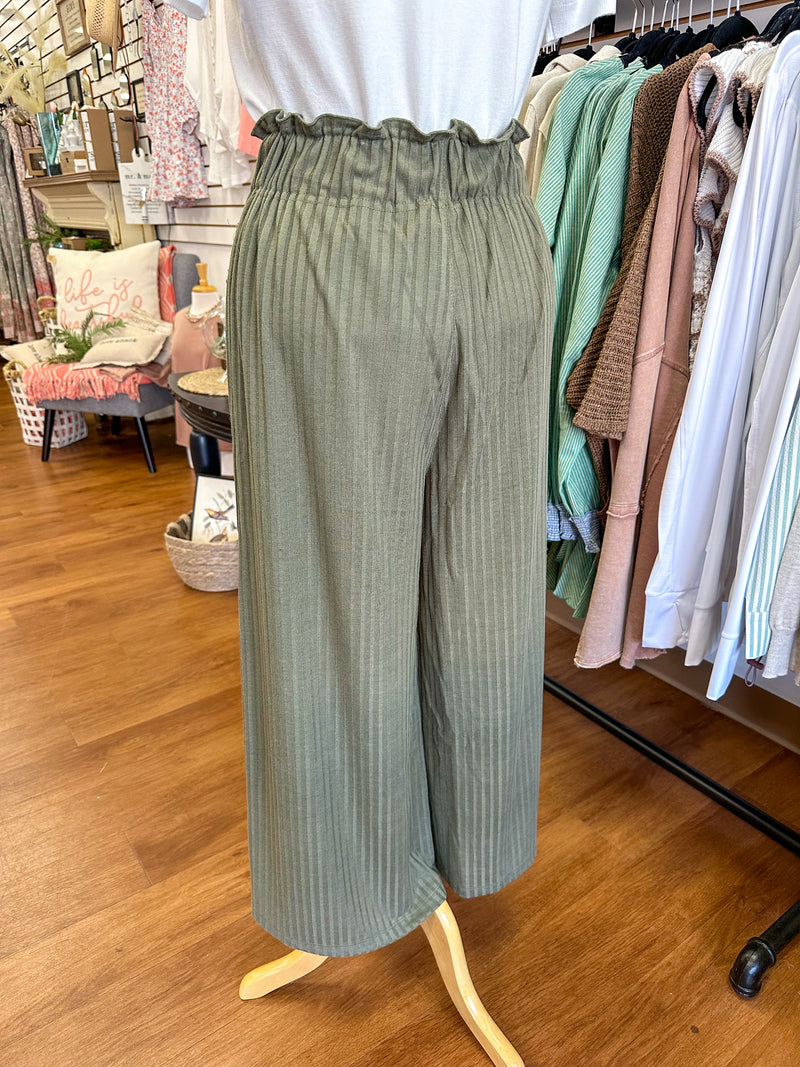 Womens Olive Wide Leg Crop Pant | Boutique Elise | Shannon Very J