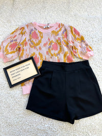 Womens Black Pleat Detail Shorts | Boutique Elise | Shelby Jodifl