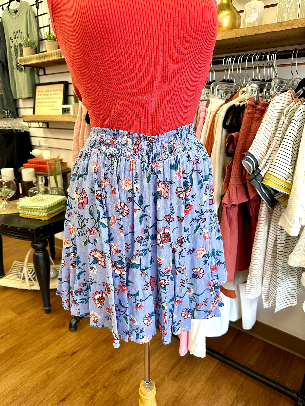 Periwinkle Floral Print Shorts | Boutique Elise | Layla Easel