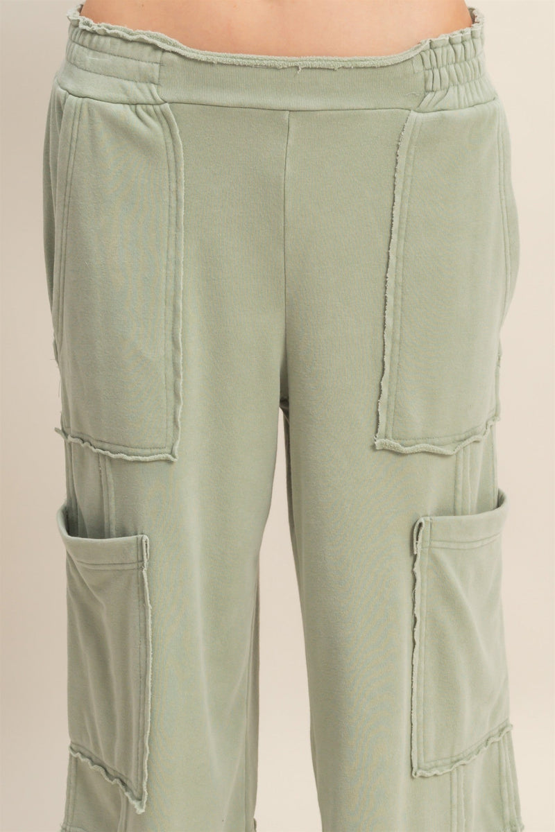 Light Sage Green Mineral Wash Wide Leg Sweatpants | Emerson Hyfve