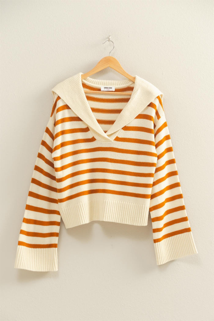 Mustard Yellow and Cream Stripe Sweater | Claire Hyfve