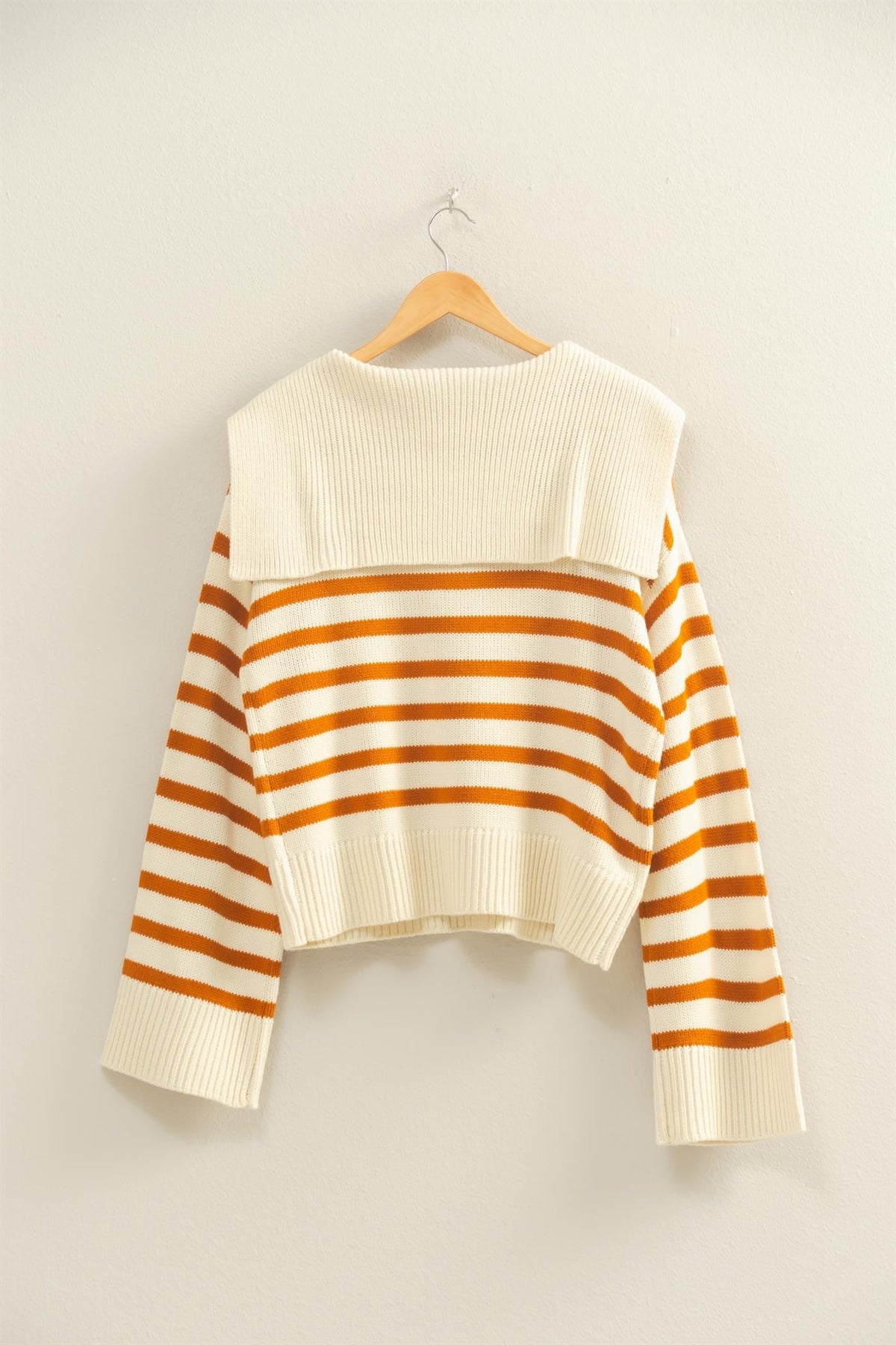 Mustard Yellow and Cream Stripe Sweater | Claire Hyfve