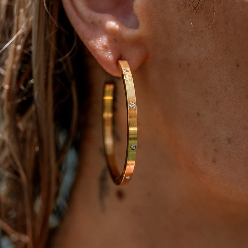 Night Fever Gold Hoop Earrings | Boutique Elise Alco