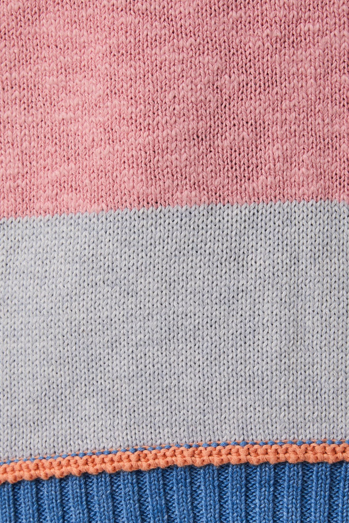 Pink Blue and Grey Stripe Sweater | Sally Gilli