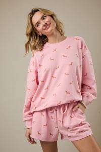 Pink Dogs Sweatshirt and Shorts Set | Molly Gilli