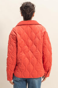 Red Quilted Puffer Quarter Zip Sweatshirt | Blair Hyfve