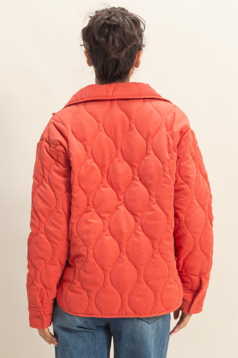 Red Quilted Puffer Quarter Zip Sweatshirt | Blair Hyfve