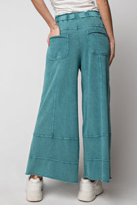 Easel teal green wide leg crop pants