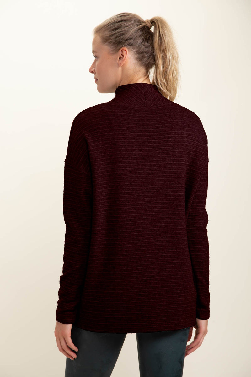 Burgundy Ribbed Mock Neckline Sweater | Boutique Elise | Brielle Mono b