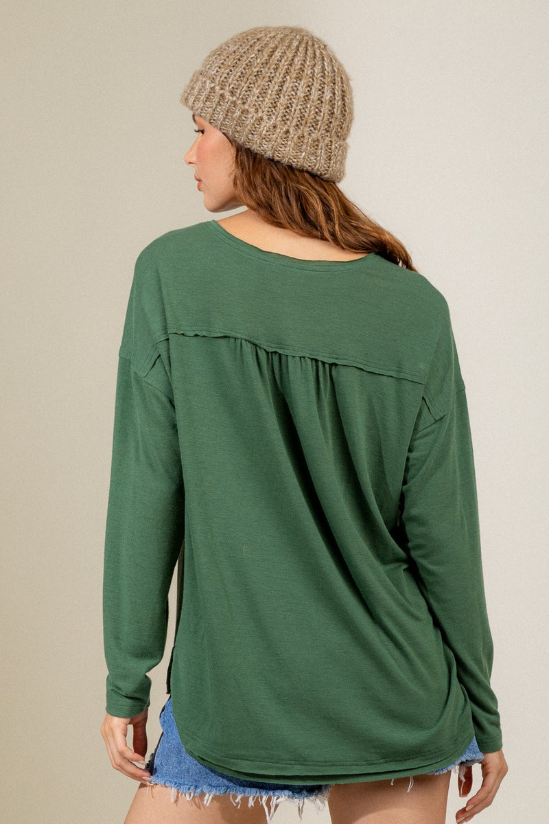 Womens Basic Button Long Sleeve Top | Boutique Elise | Easton Very J