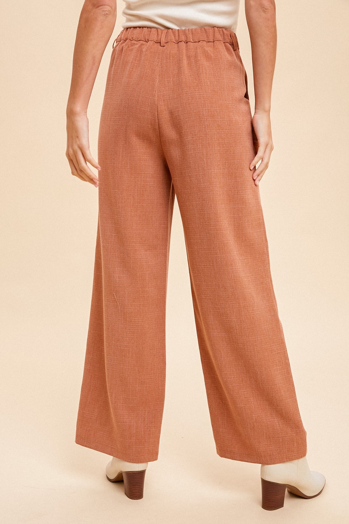 Terracotta Tailored Wide Leg Pant | Boutique Elise | Penelope Hem & Thread
