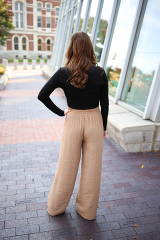Womens Basic Brown Wide Leg Trouser | Boutique Elise | Cara Hyfve