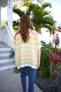 Bright Stripe Short Sleeve Cardigan | Boutique Elise | Kelsey Very J