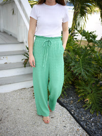 womens green wide leg drawstring pant