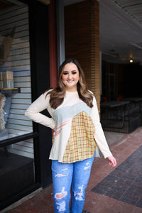 Ivory and Mixed Print Cotton Long Sleeve Top | Boutique Elise | Easton Easel