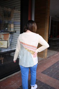 Ivory and Mixed Print Cotton Long Sleeve Top | Boutique Elise | Easton Easel