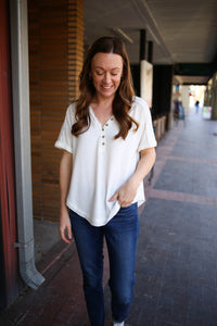 Short Sleeve Basic Button Top | Boutique Elise | Cameron Very J