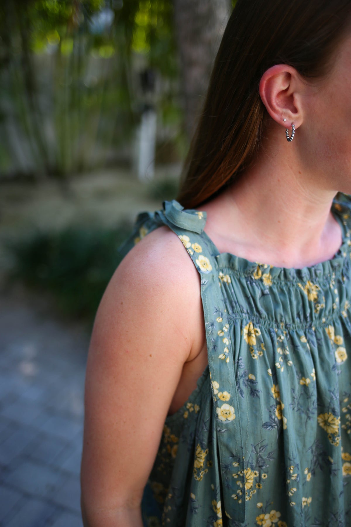 Olive Floral Print Cotton Tank Top | Boutique Elise | Allie Easel